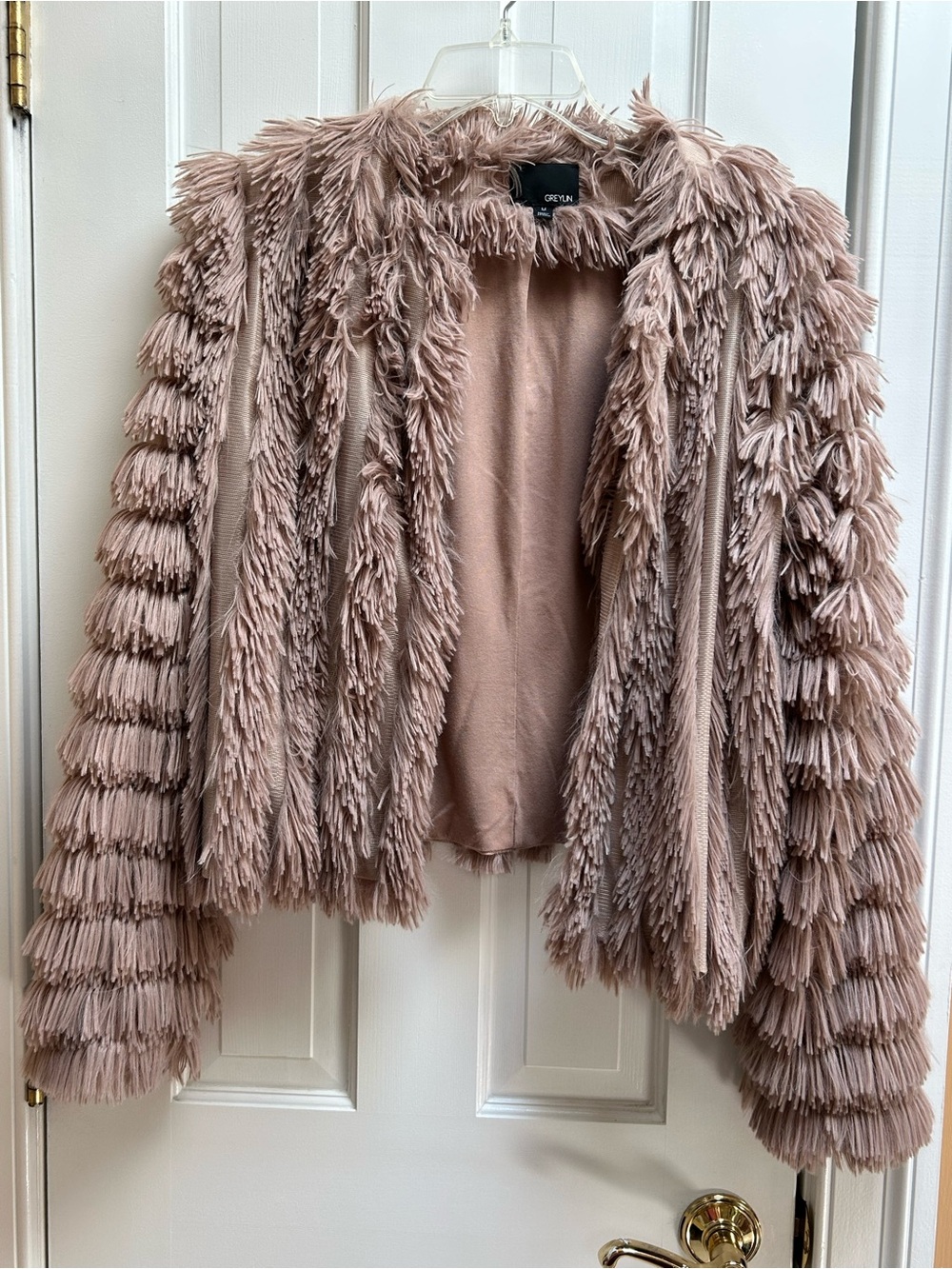 Cozy & Stylish Taupe Fringe Jacket